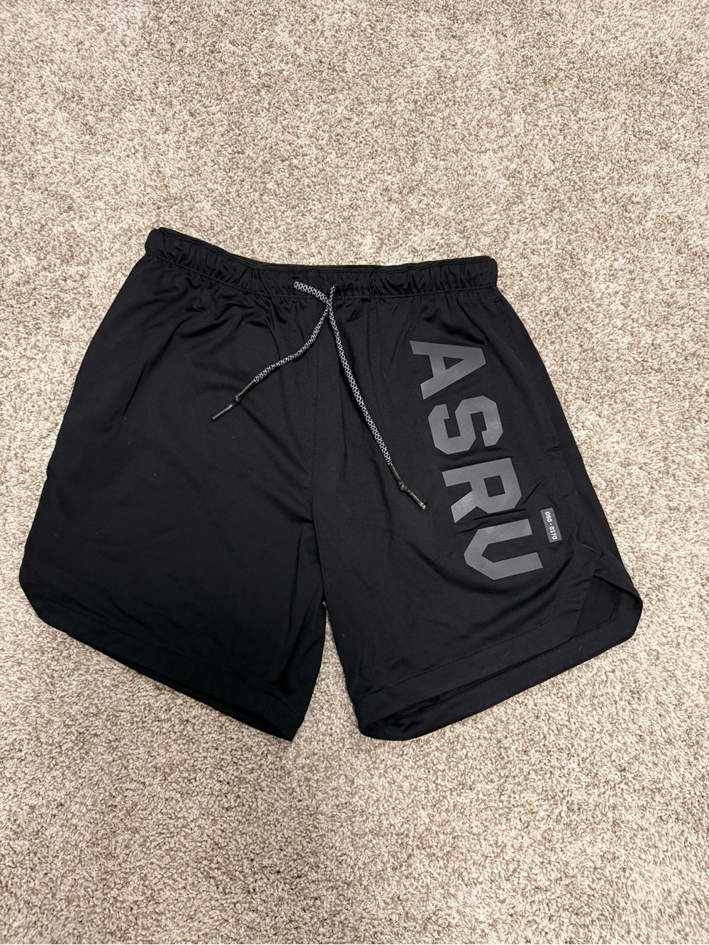 ASRV Black Men's Athletic Training Shorts with Logo